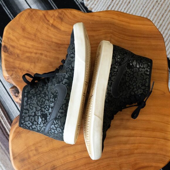 NIKE PRIMO COURT MID SZ 7 BLACK SUEDE LEOPARD LIMITED EDITION TRAINERS - Picture 5 of 7